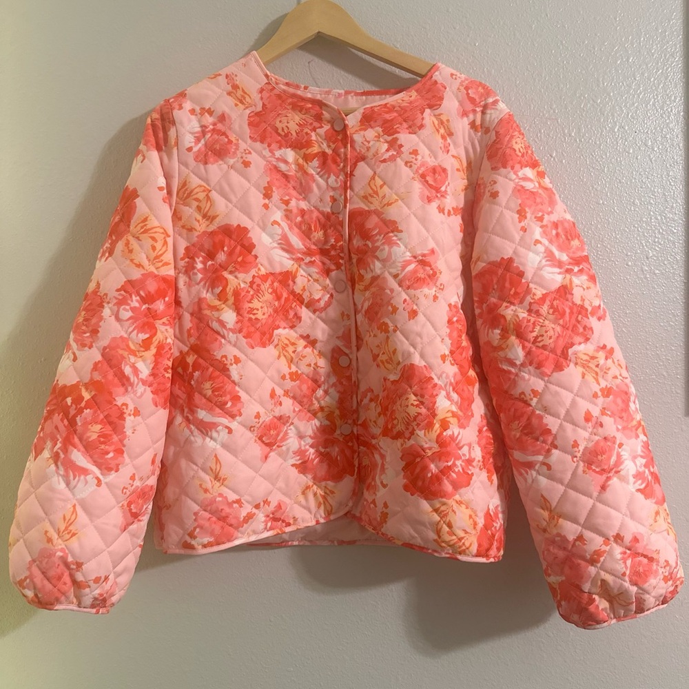 🌼Women’s Boutique Belle Floral Pink Quilted Jacket - Picture 6 of 11